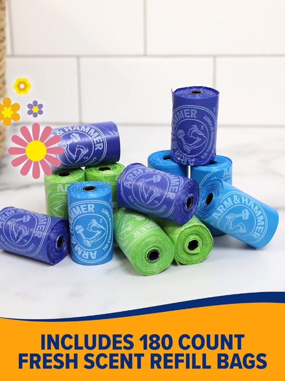 Easy-Tear Disposable Dog And Cat Waste Bags With Activated Baking Soda, 180 Dog - Picture 2 of 7